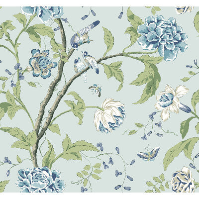 KRAVET DESIGN KRAVET DESIGN PRINT--BOTANICAL & FLORAL-METALLIC LIGHT BLUE,,   - W4139.15.0