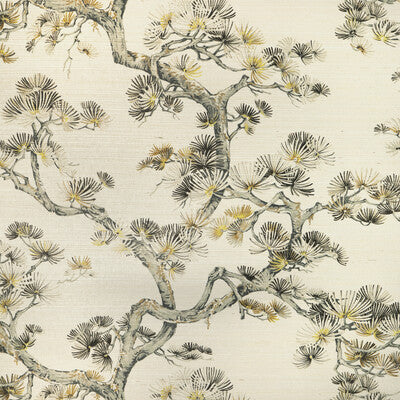 KRAVET DESIGN KRAVET DESIGN PRINT-GRASSCLOTH-BOTANICAL & FLORAL-METALLIC GREY,YELLOW,BLACK   - W4191.411.0