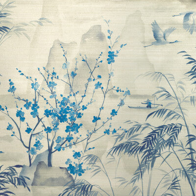 KRAVET DESIGN KRAVET DESIGN PRINT-GRASSCLOTH-CHINOISERIE-BOTANICAL & FLORAL BLUE,DARK BLUE,WHITE   - W4205.511.0