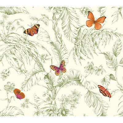 KRAVET DESIGN KRAVET DESIGN PRINT--ANIMAL/INSECTS-BOTANICAL & FLORAL GREEN,WHITE,ORANGE   - W4234.312.0