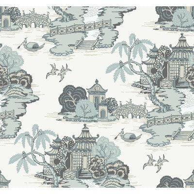 KRAVET DESIGN KRAVET DESIGN PRINT--CHINOISERIE-TOILE TURQUOISE,CHARCOAL,WHITE   - W4247.1511.0