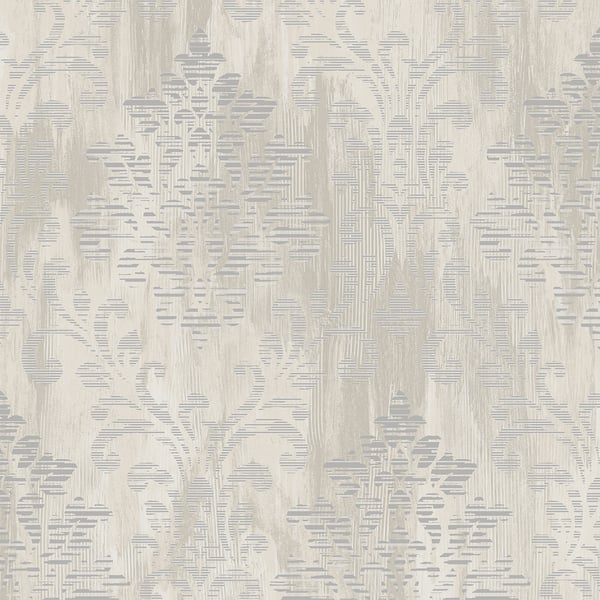 Galerie Wallcoverings Metallic Fx Modern Metallic Damask Galerie Wallcoverings  Silver Grey   - W78180