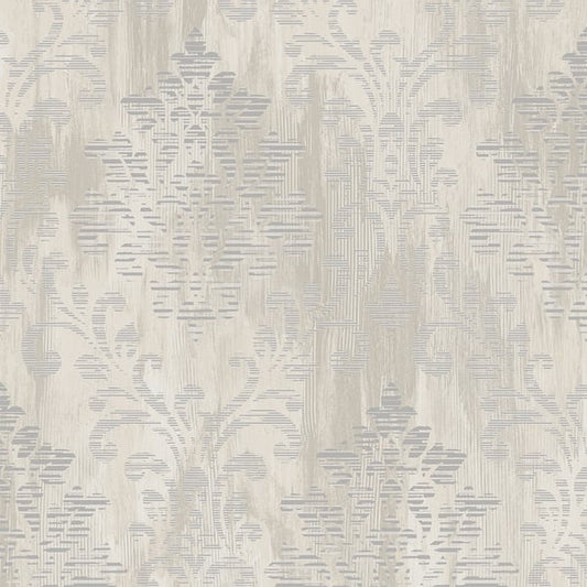 Galerie Wallcoverings Metallic Fx Modern Metallic Damask Galerie Wallcoverings  Silver Grey   - W78180