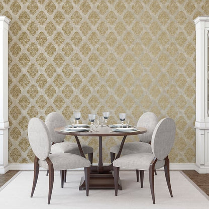 Galerie Wallcoverings Metallic Fx Metallic Damask Galerie Wallcoverings  Gold   - W78228