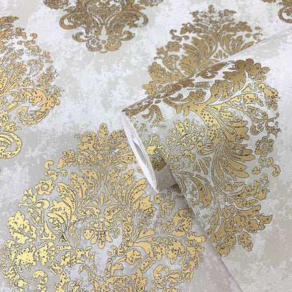 Galerie Wallcoverings Metallic Fx Metallic Damask Galerie Wallcoverings  Gold   - W78228