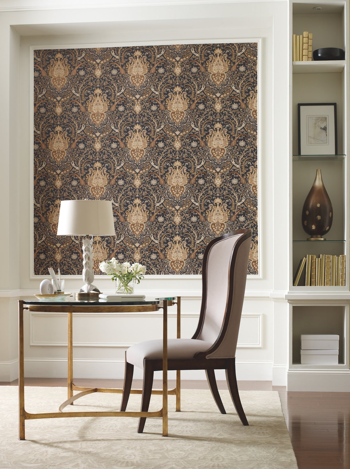 York Wallcoverings Grasscloth Resource Library Byzance Brown Wallpaper  Florals and Flowers Browns   - WA7718