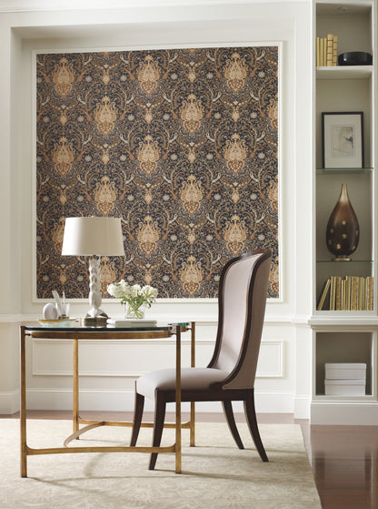 York Wallcoverings Grasscloth Resource Library Byzance Brown Wallpaper  Florals and Flowers Browns   - WA7718