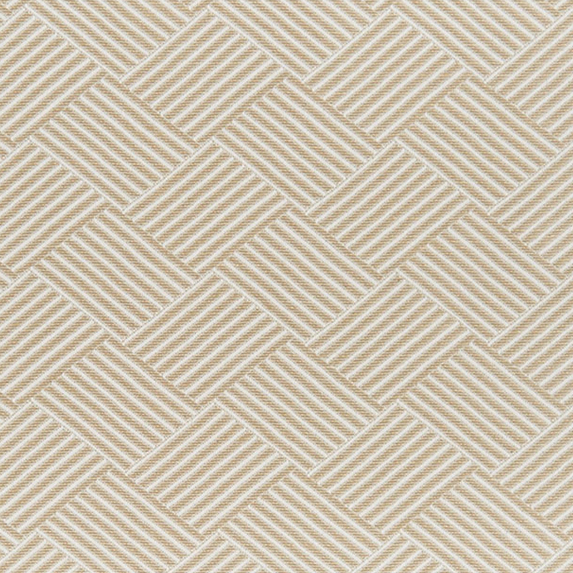 Beige woven fabric with interlocking basketweave squares and fine parallel lines, upholstery style.