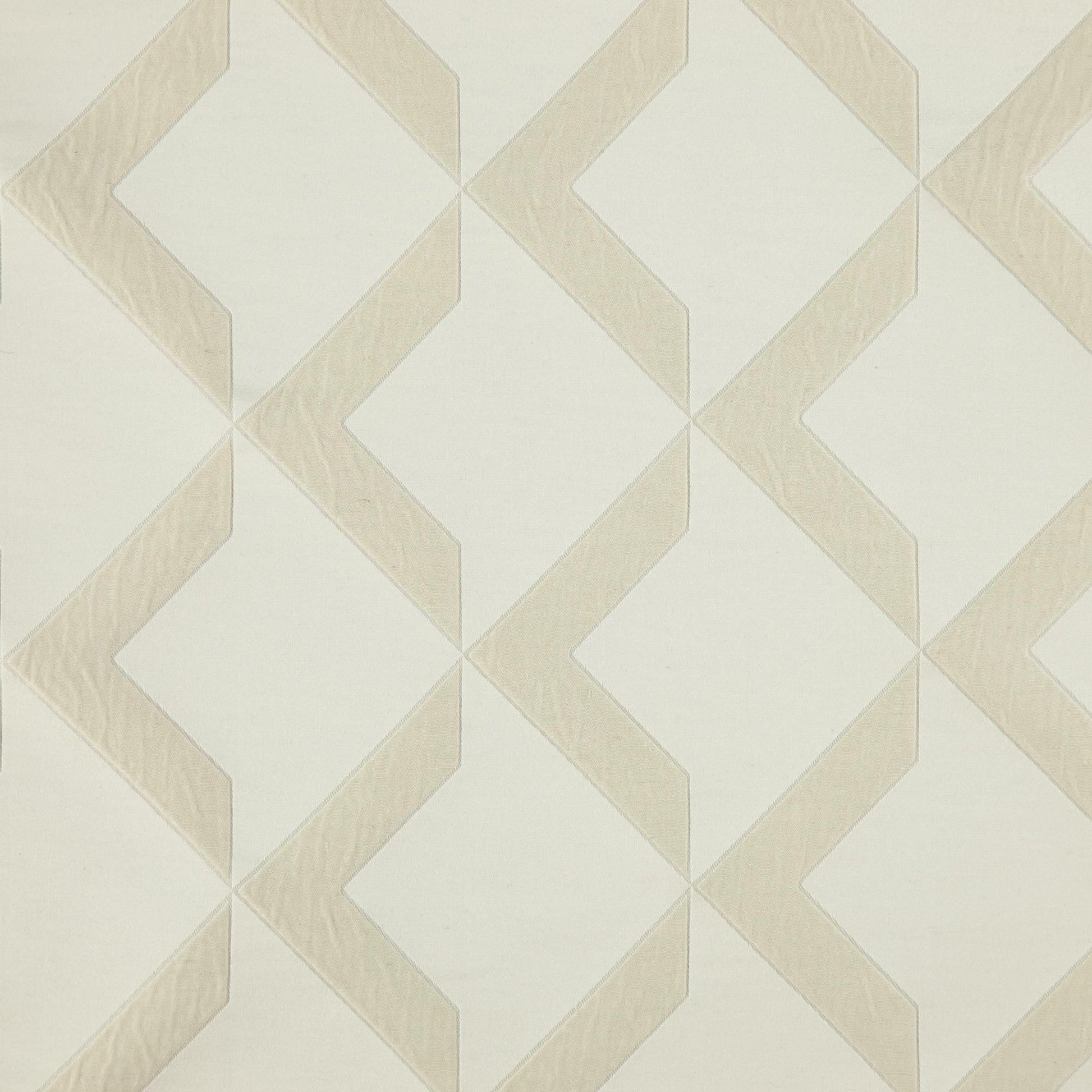 Cream fabric with beige interlocking diamond chevron wedges pattern; jacquard texture.
