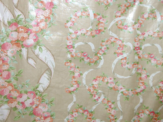 SCALAMANDRE OUTLET  FABRIC MONTPELIER CHINTZ  FABRIC VANILLA ,  GREY   - WF 00031557