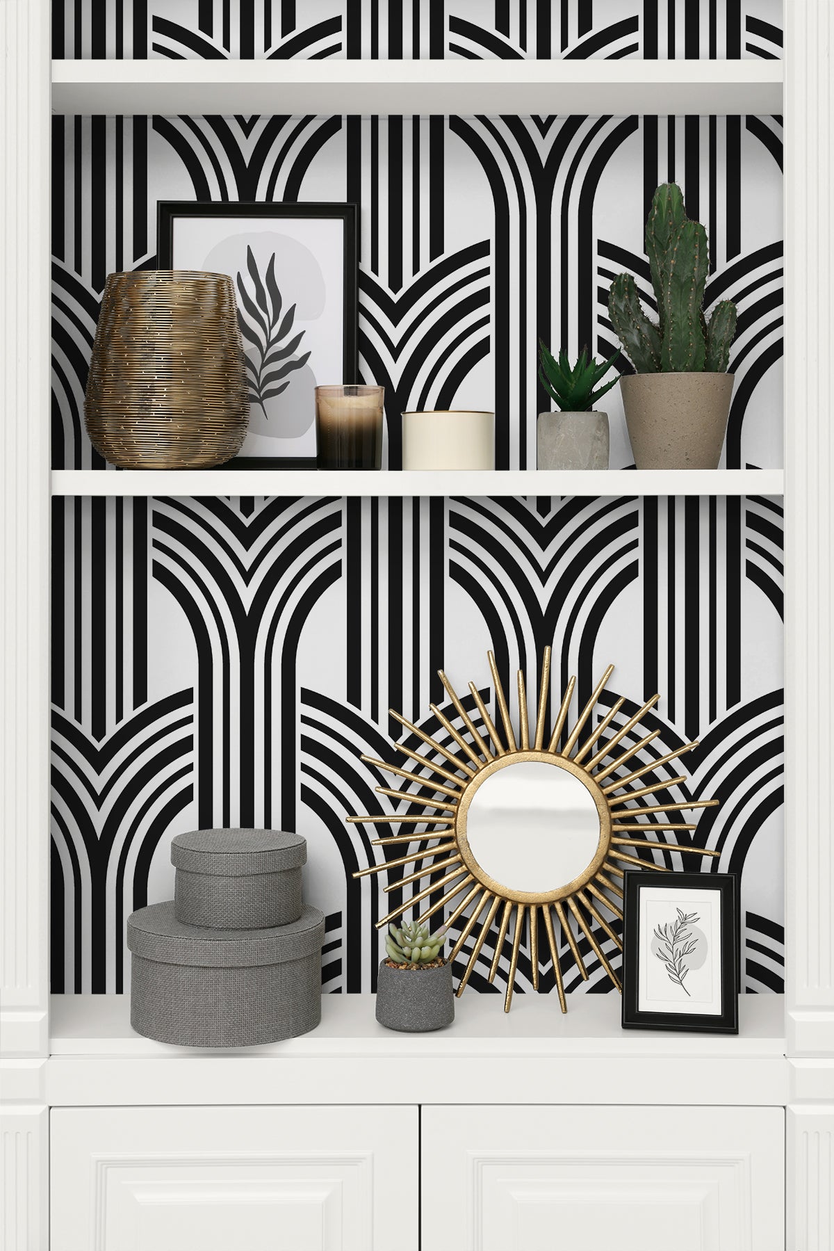 Seabrook Designs  Hendrix Arches Geometric Contemporary Blacks   - WH40030