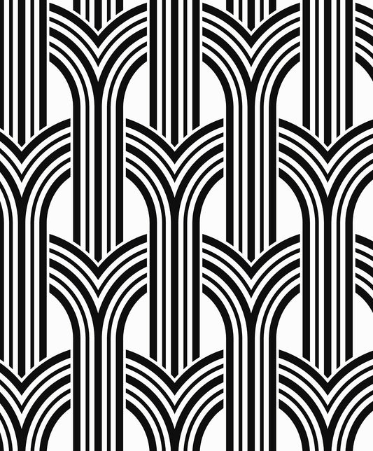 Seabrook Designs  Hendrix Arches Geometric Contemporary Blacks   - WH40030