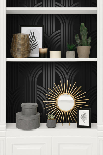 Seabrook Designs  Hendrix Arches Geometric Contemporary Blacks   - WH40040