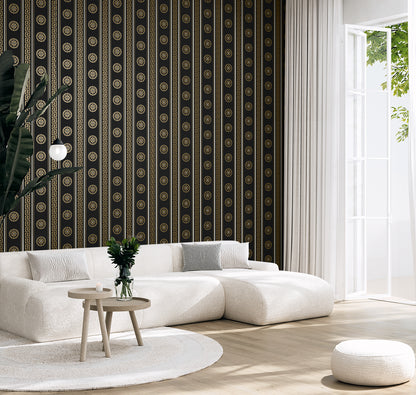 Seabrook Designs  Classico Medallion Stripe Striped Contemporary Golds   - WH40106