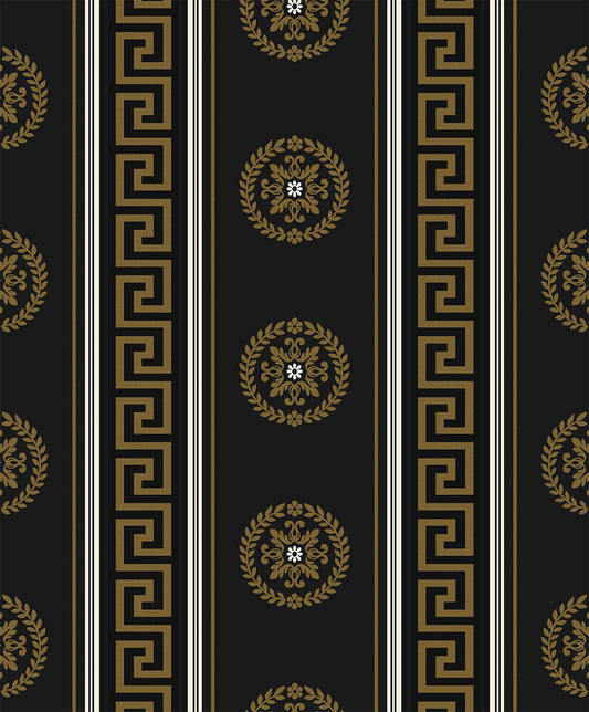 Seabrook Designs  Classico Medallion Stripe Striped Contemporary Golds   - WH40106