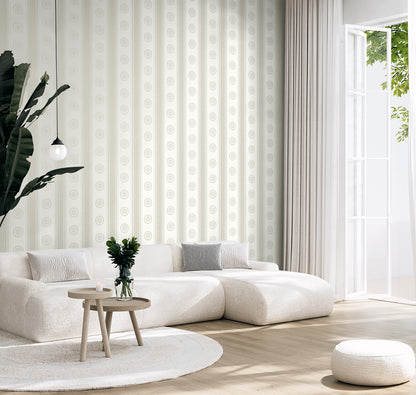 Seabrook Designs  Classico Medallion Stripe Striped Contemporary Cool Neutrals   - WH40125