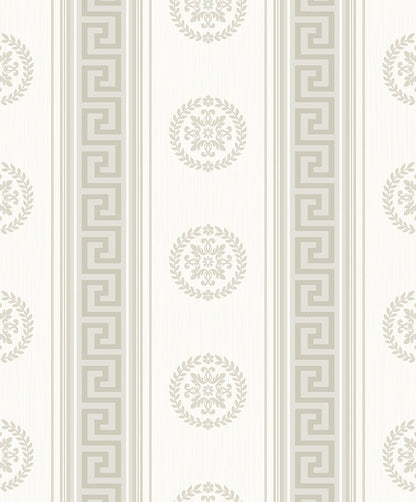 Seabrook Designs  Classico Medallion Stripe Striped Contemporary Cool Neutrals   - WH40125