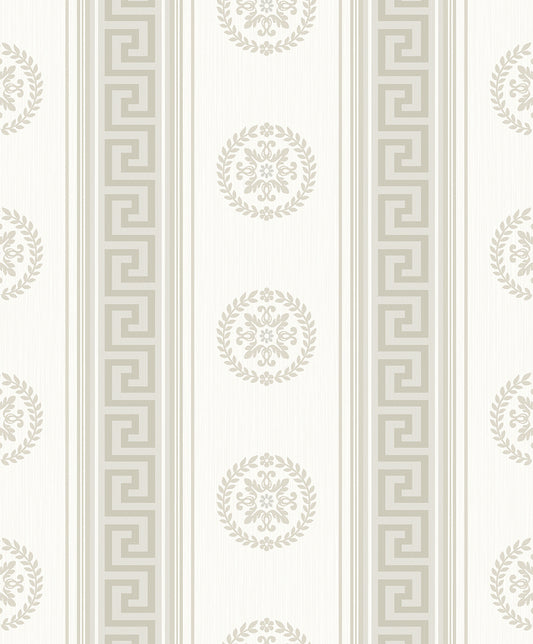 Seabrook Designs  Classico Medallion Stripe Striped Contemporary Cool Neutrals   - WH40125