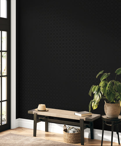 Seabrook Designs  Round Geometric Geometric Contemporary Blacks   - WH40500
