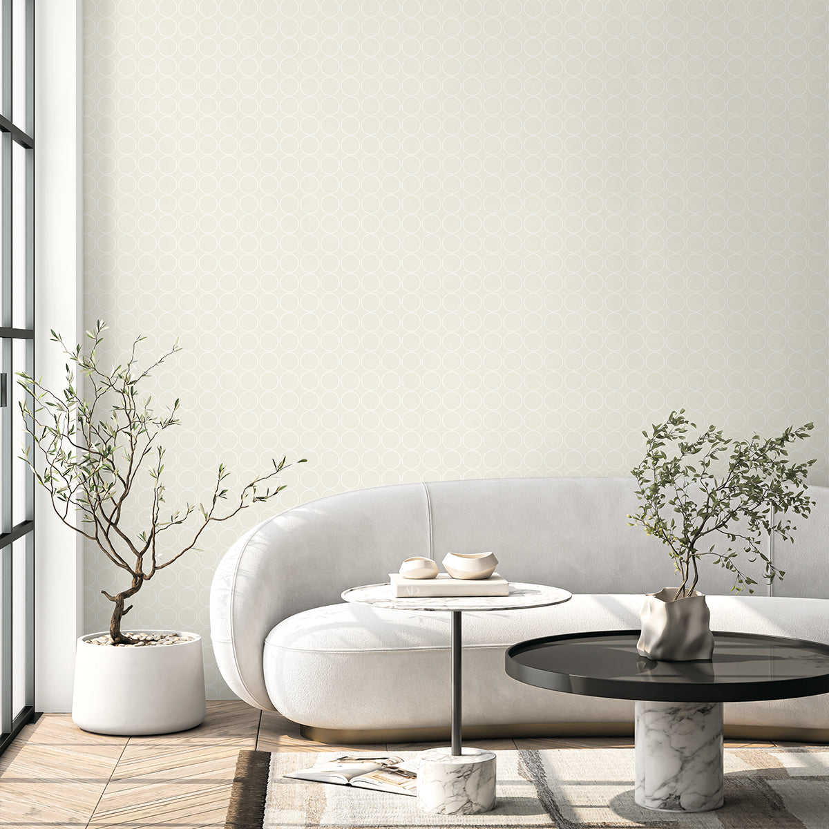 Seabrook Designs  Round Geometric Geometric Contemporary Warm Neutrals, Beiges   - WH40503