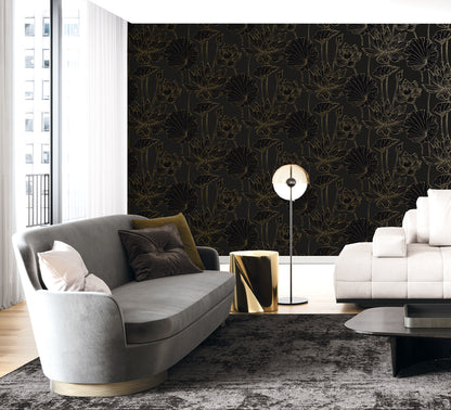 Seabrook Designs  Viola Floral Floral Contemporary Blacks   - WH40700