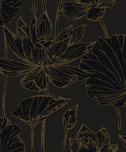 Seabrook Designs  Viola Floral Floral Contemporary Blacks   - WH40700