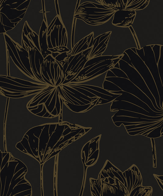 Seabrook Designs  Viola Floral Floral Contemporary Blacks   - WH40700