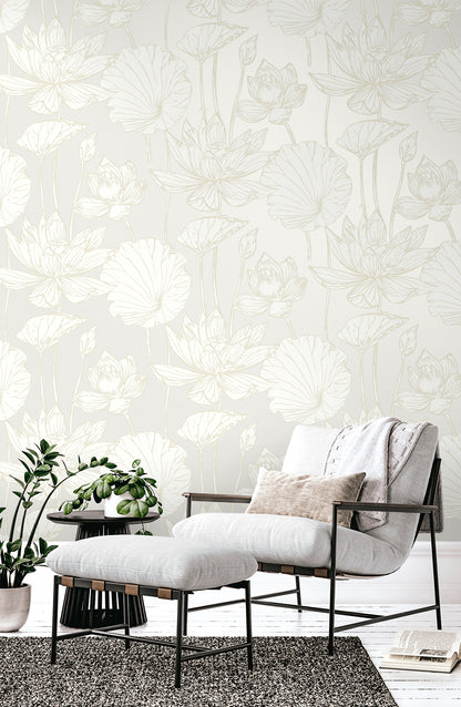 Seabrook Designs  Viola Floral Floral Contemporary Warm Neutrals, Beiges   - WH40703