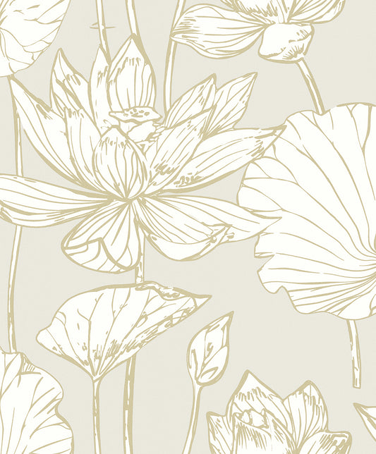 Seabrook Designs  Viola Floral Floral Contemporary Silvers, Pewters   - WH40706