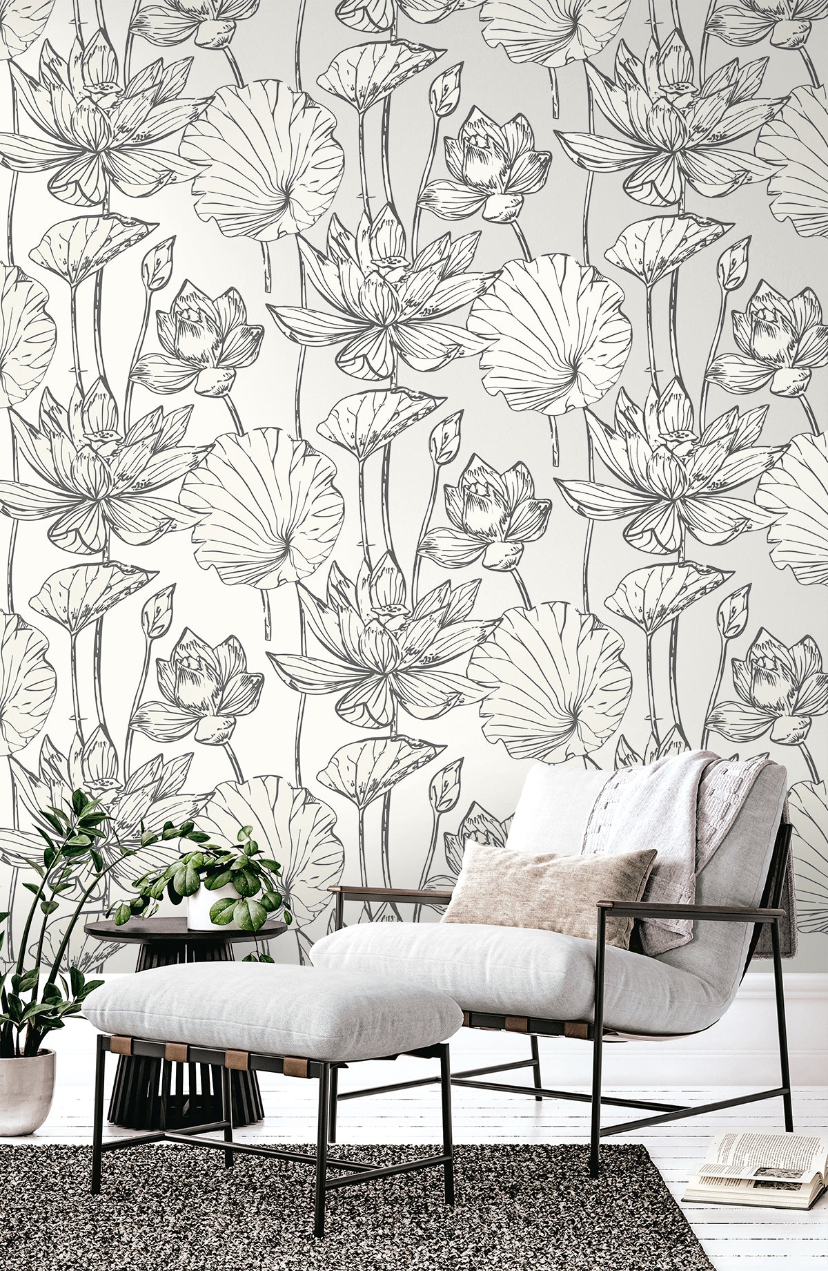 Seabrook Designs  Viola Floral Floral Contemporary Blacks   - WH40720