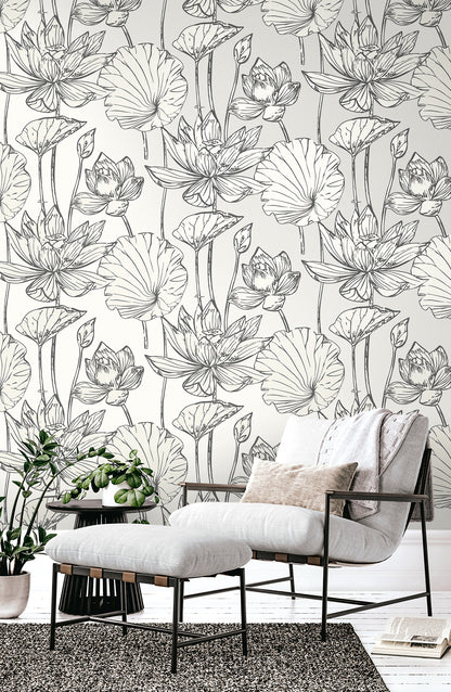 Seabrook Designs  Viola Floral Floral Contemporary Blacks   - WH40720