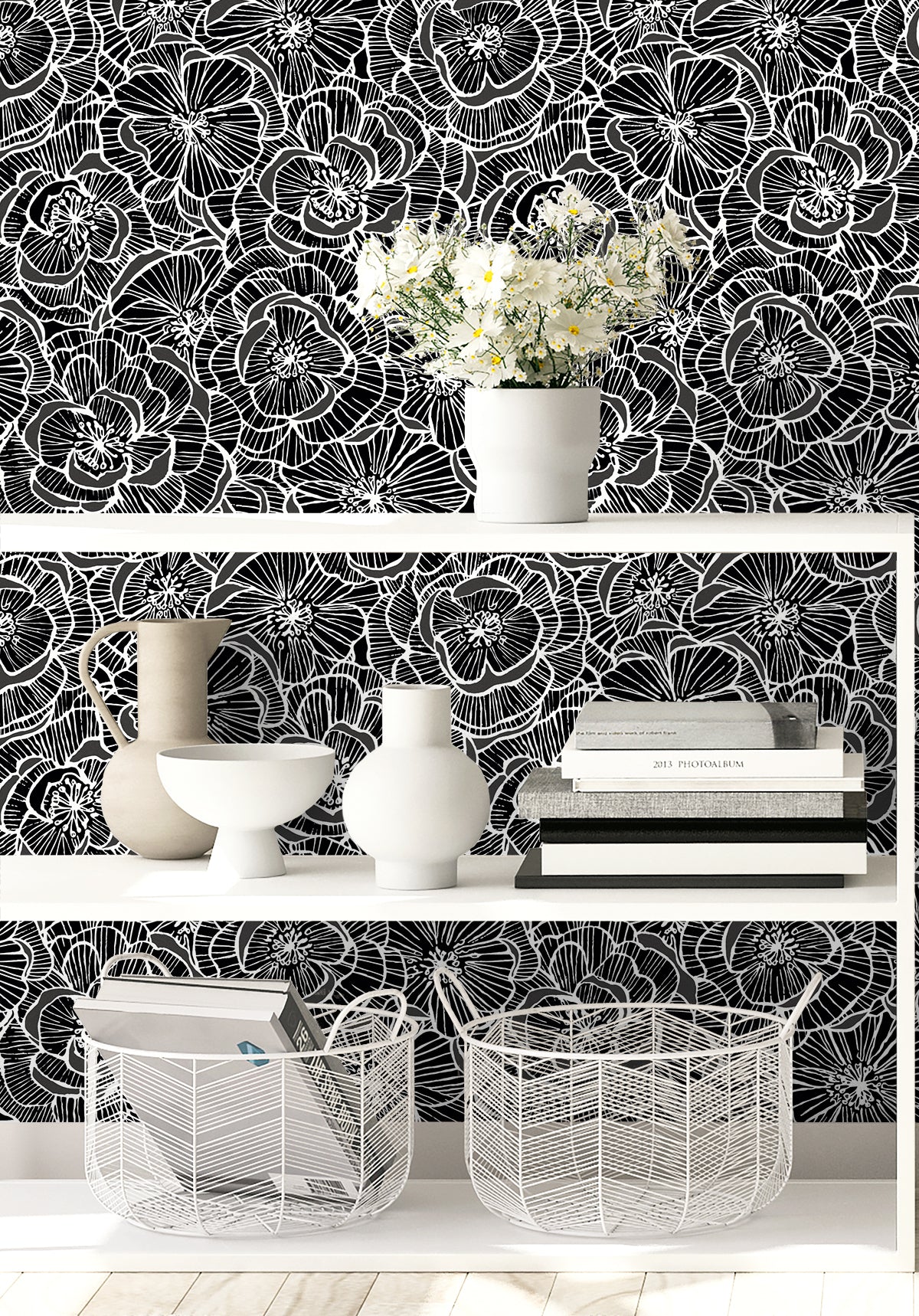 Seabrook Designs  Alejandra Floral Floral Contemporary Grays   - WH40800