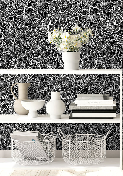 Seabrook Designs  Alejandra Floral Floral Contemporary Grays   - WH40800