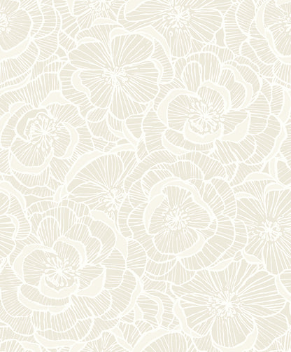 Seabrook Designs  Alejandra Floral Floral Contemporary Warm Neutrals, Beiges   - WH40805