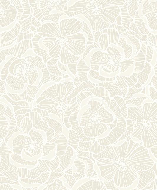 Seabrook Designs  Alejandra Floral Floral Contemporary Warm Neutrals, Beiges   - WH40805