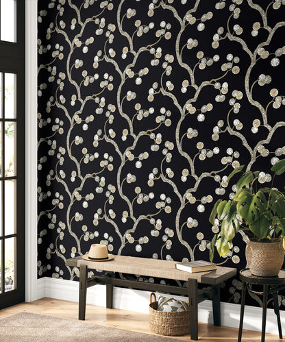 Seabrook Designs  Allegra Branches Botanical Contemporary Blacks   - WH41005