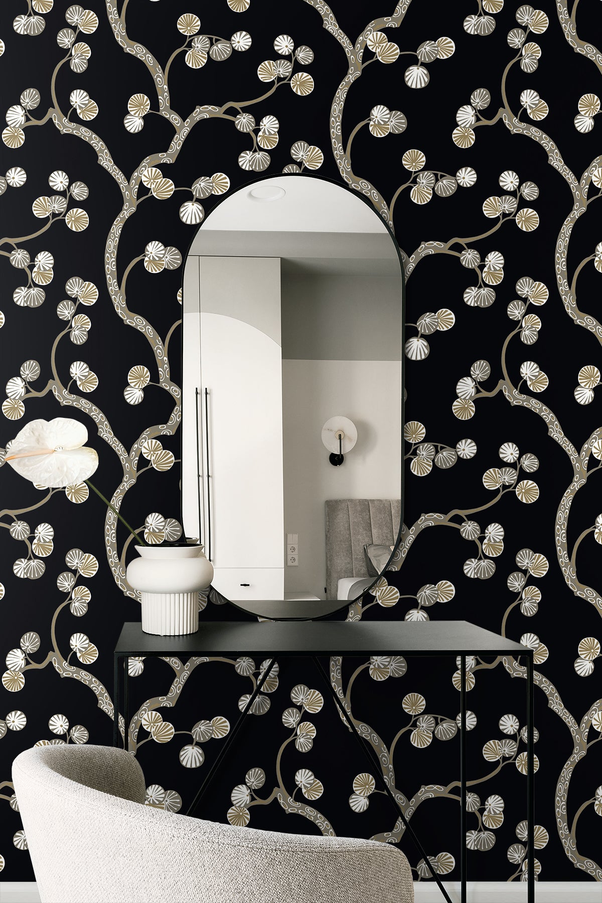 Seabrook Designs  Allegra Branches Botanical Contemporary Blacks   - WH41005