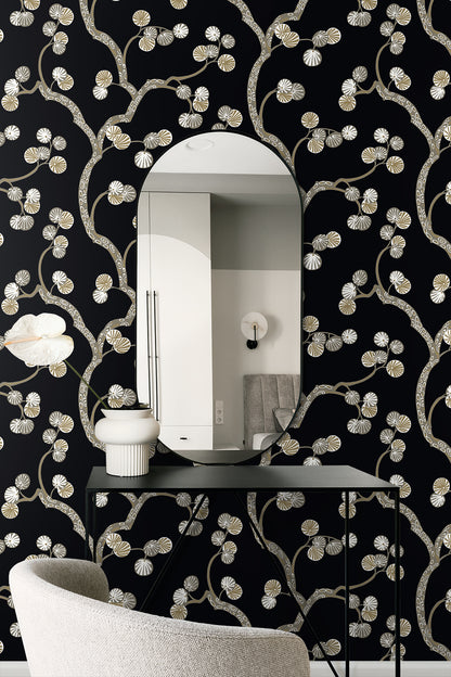 Seabrook Designs  Allegra Branches Botanical Contemporary Blacks   - WH41005