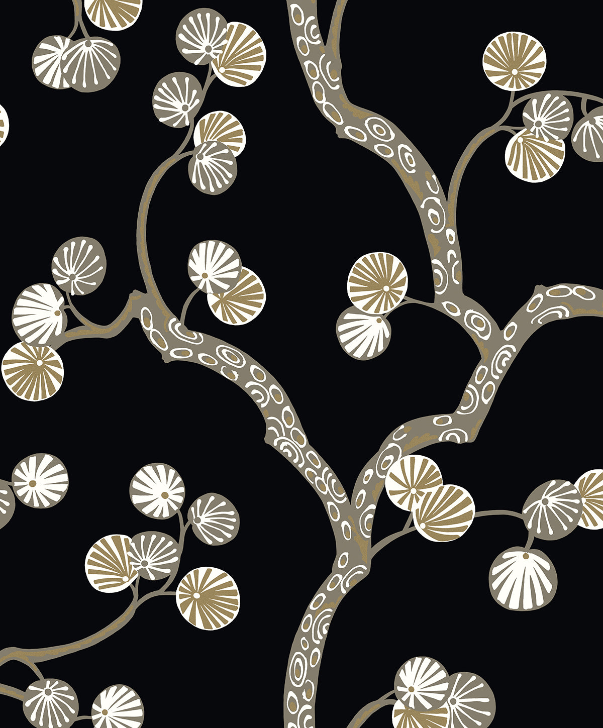 Seabrook Designs  Allegra Branches Botanical Contemporary Blacks   - WH41005