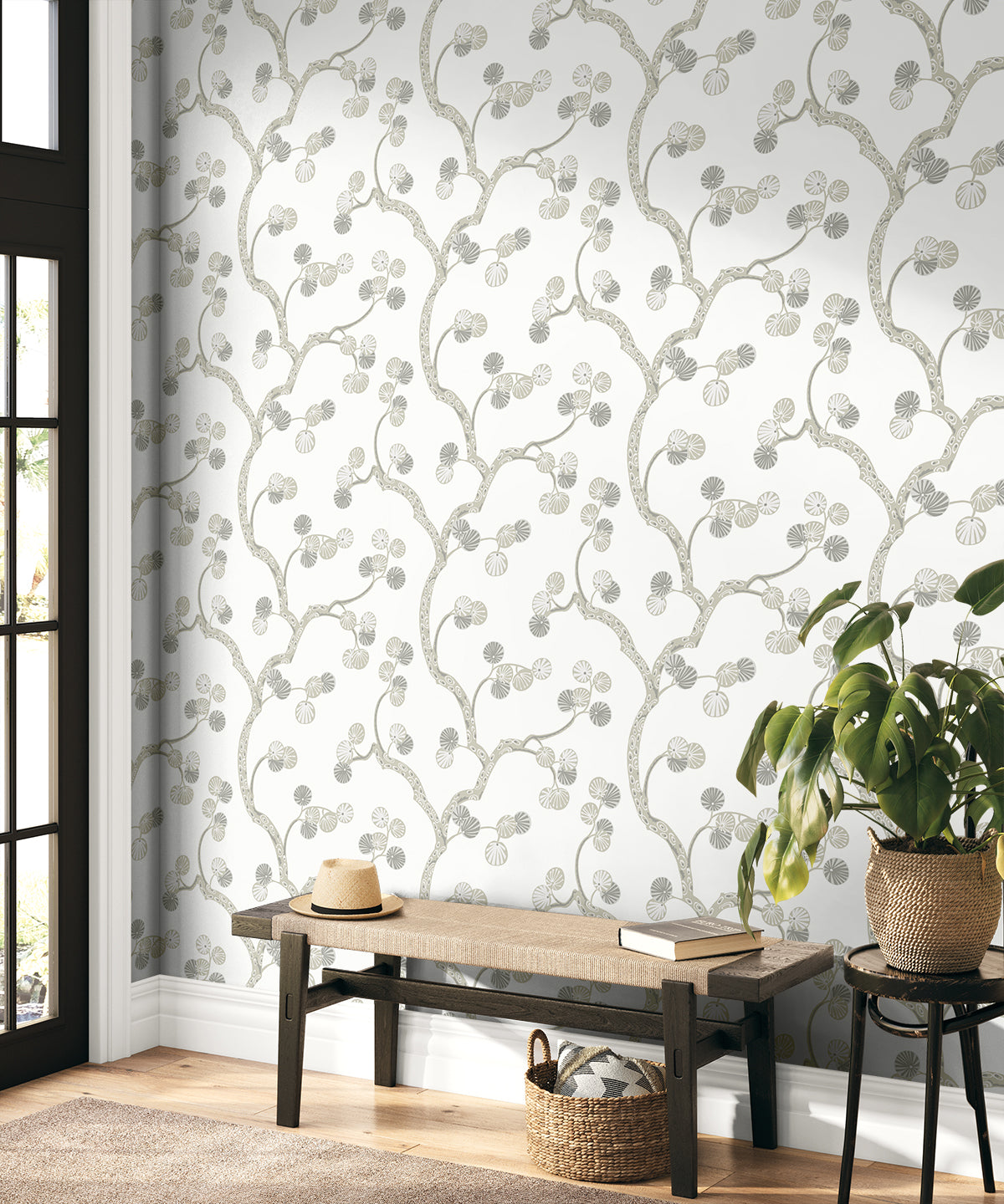 Seabrook Designs  Allegra Branches Botanical Contemporary Whites, Off Whites   - WH41008