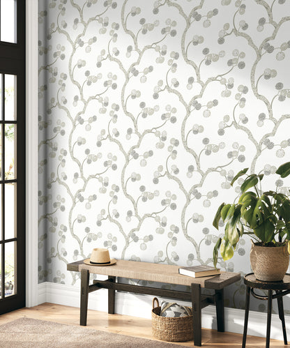 Seabrook Designs  Allegra Branches Botanical Contemporary Whites, Off Whites   - WH41008