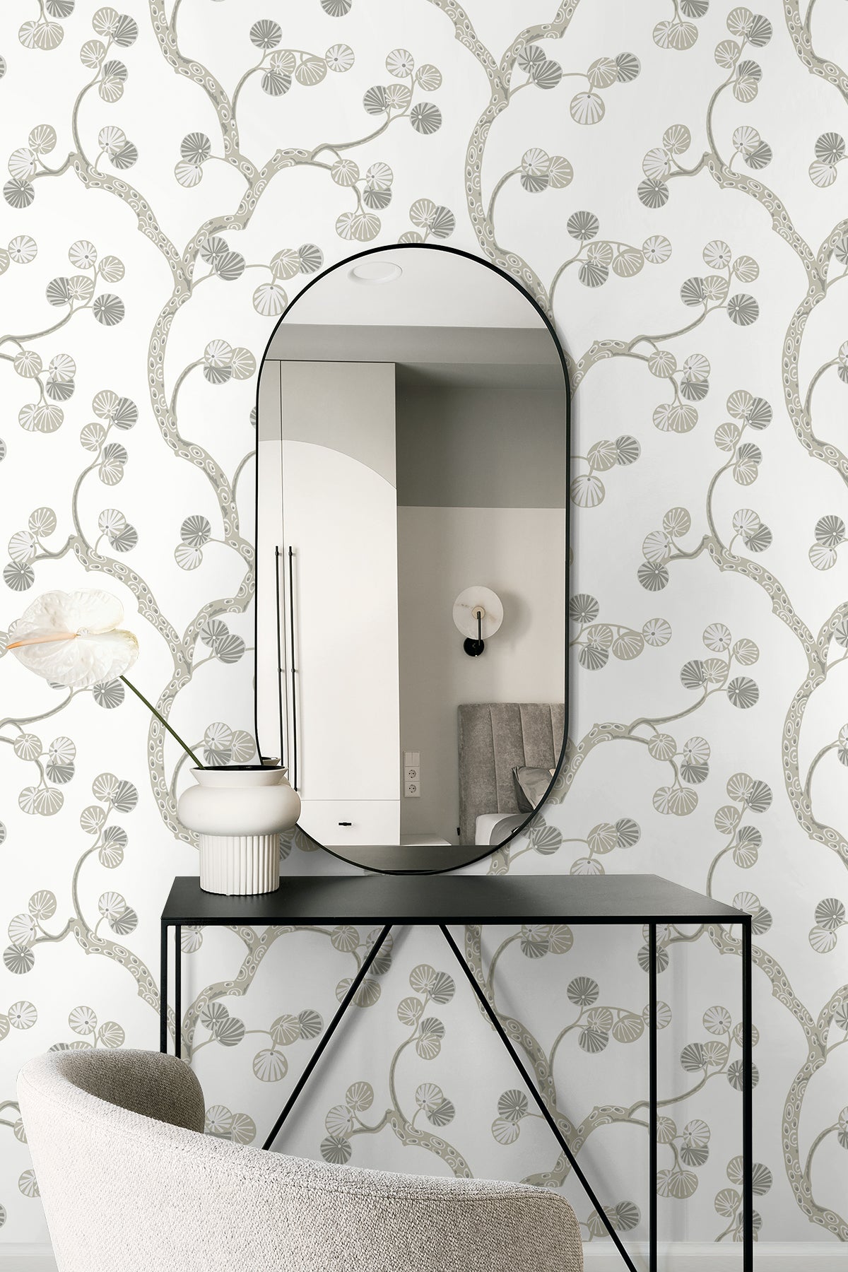 Seabrook Designs  Allegra Branches Botanical Contemporary Whites, Off Whites   - WH41008