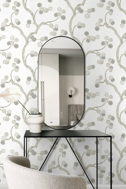 Seabrook Designs  Allegra Branches Botanical Contemporary Whites, Off Whites   - WH41008