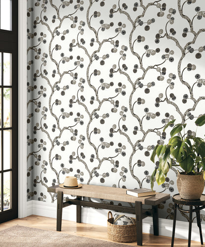 Seabrook Designs  Allegra Branches Botanical Contemporary Grays   - WH41018