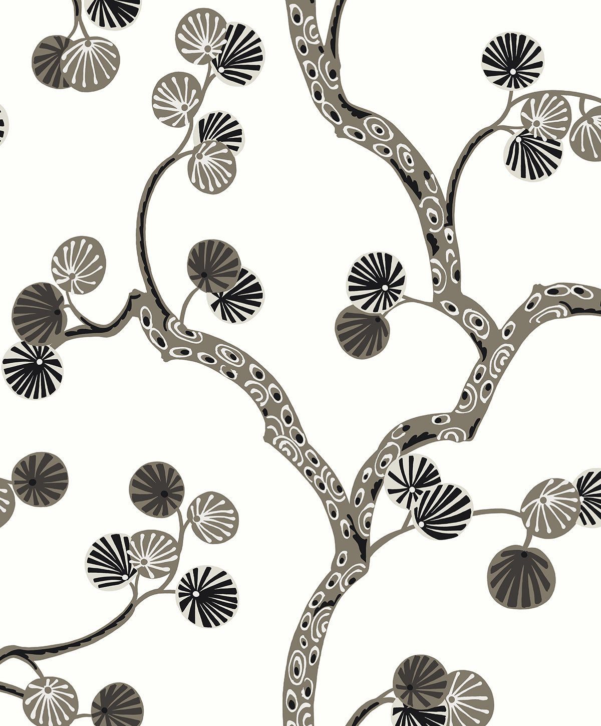 Seabrook Designs  Allegra Branches Botanical Contemporary Grays   - WH41018