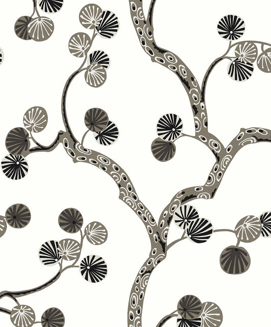 Seabrook Designs  Allegra Branches Botanical Contemporary Grays   - WH41018