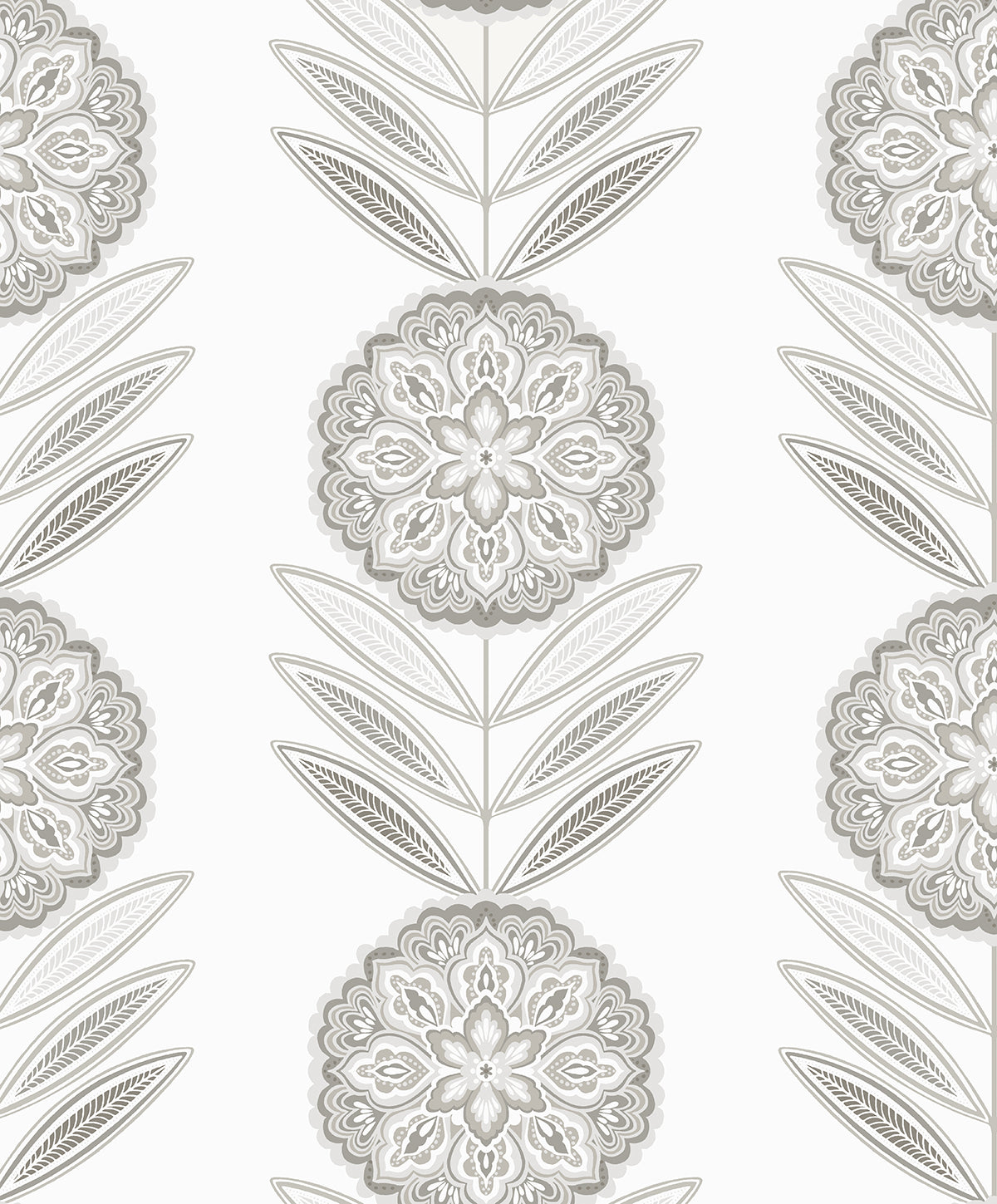 Seabrook Designs  Belle Floral Stripe Floral Contemporary Cool Neutrals   - WH41108