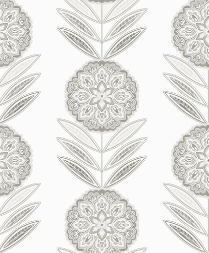 Seabrook Designs  Belle Floral Stripe Floral Contemporary Cool Neutrals   - WH41108