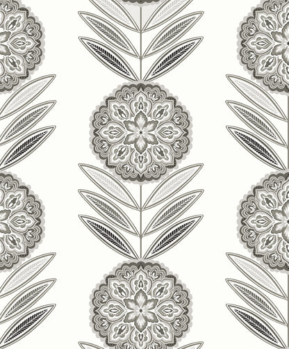 Seabrook Designs  Belle Floral Stripe Floral Contemporary Cool Neutrals   - WH41118