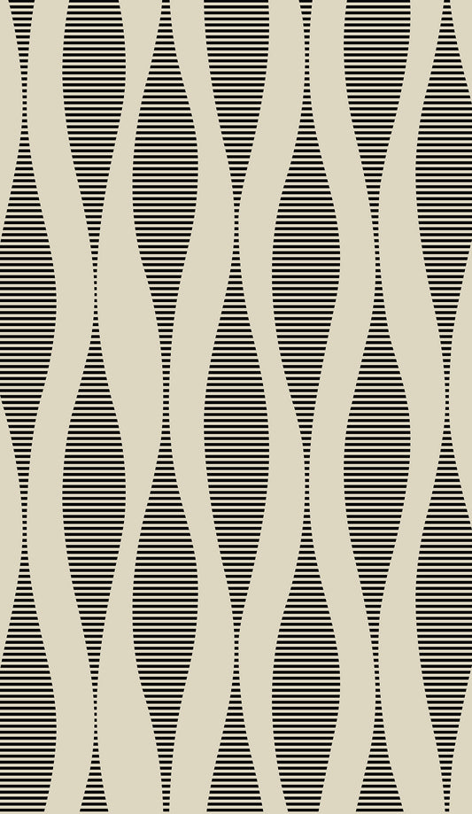 Seabrook Designs  Harmony Ikat Waves Abstract Contemporary Blacks   - WH41220